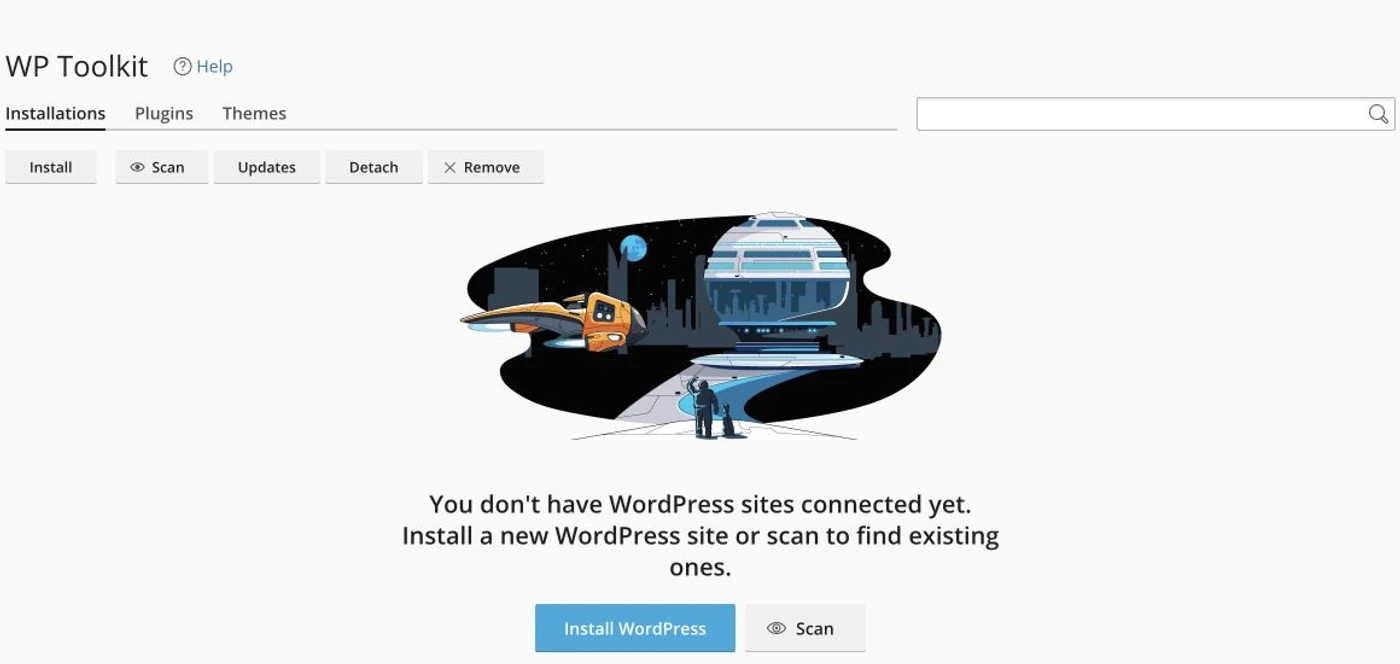 cPanel WP Toolkit의 Install WordPress 버튼
